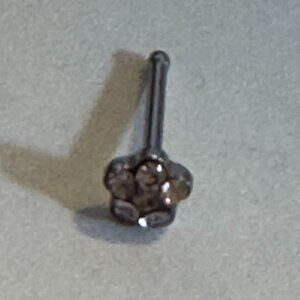 20 Gauge Lavender Flower Rhinestone Nose Ring